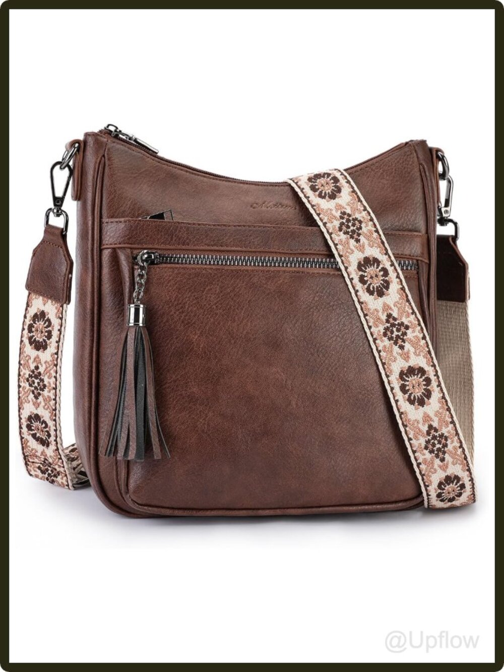 Women's Vegan Leather Hobo Crossbody Bag Tassel Adjustable Strap Medium Purse